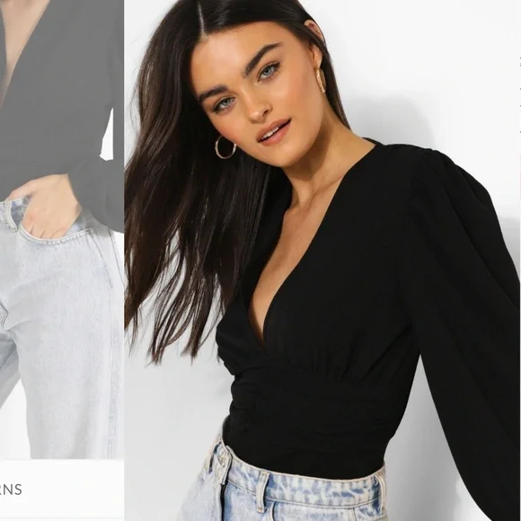 NWT- RUCHED WAIST VOLUME SLEEVE BODYSUIT. Size 4 - Picture 5 of 8